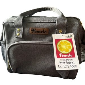 Pomelo NWT Wide Mouth Insulated Gray Lunch Bag Tote